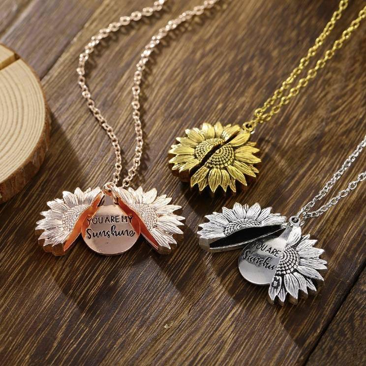 You Are My Sunshine Sunflower Pendant Necklace Fashion Accessories Color : Gold Necklace|Silver Necklace You Are My Sunshine Sunflower Pendant Necklace Fashion Accessories Color : Gold Necklace|Silver Necklace