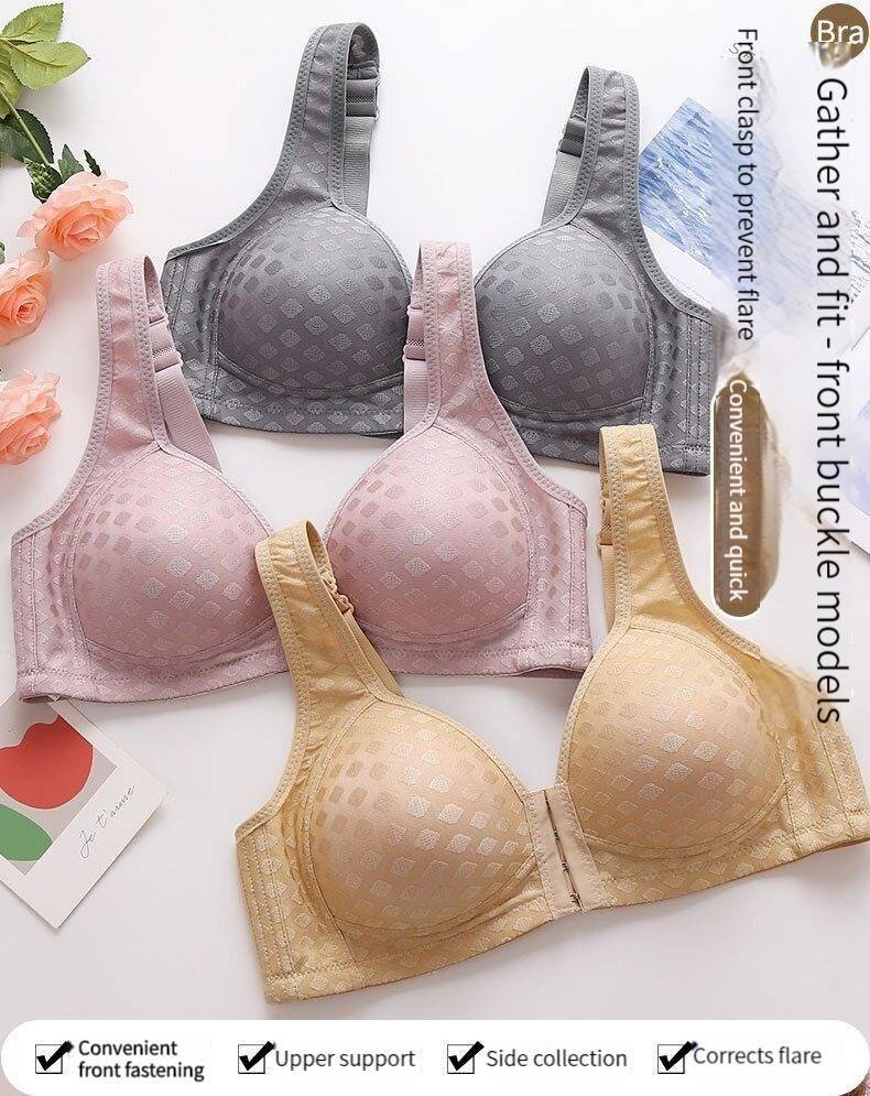 Der neue vordere Knopf Typ sexy Büstenhalter Anti-Flacidez gesammelt keinen Stahlring Damen Mutter große dünne Abschnitt Unterwäsche BH