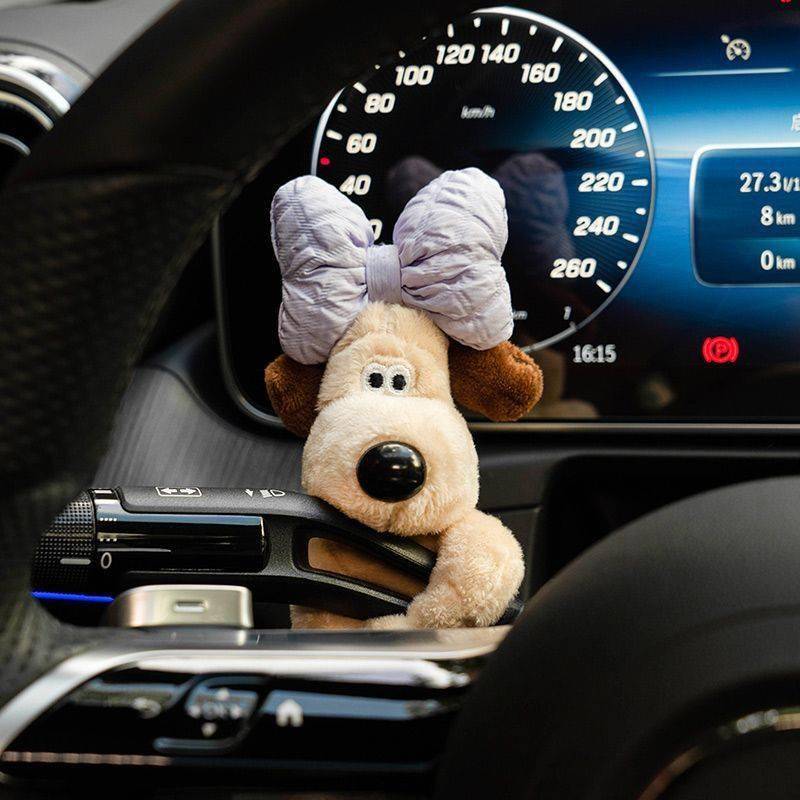 Decoração de carro bonecas piloto pawdog luzes de direção limpador wye escudo ornamento bonito bowknot cão limpador de carro boneca acessórios interiores