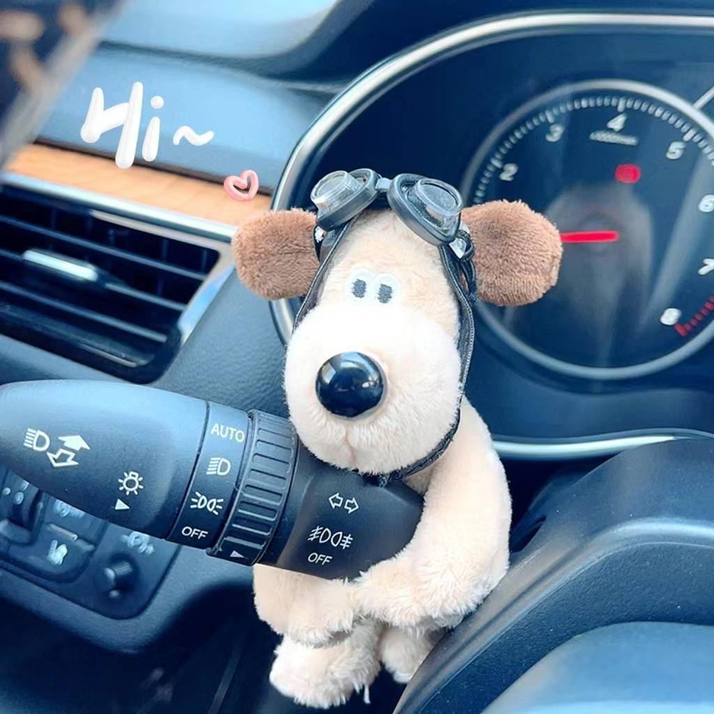 Decoração de carro bonecas piloto pawdog luzes de direção limpador wye escudo ornamento bonito bowknot cão limpador de carro boneca acessórios interiores