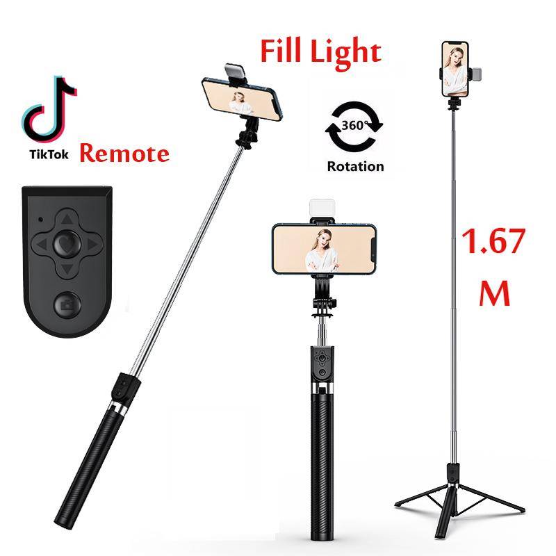 1.67M Long Extended Bluetooth Wireless Selfie Stick Live Broacast Stand Holder Tripod Foldable With Fill Light For Smartphones Travel & Outdoors Ships From : China 1.67M Long Extended Bluetooth Wireless Selfie Stick Live Broacast Stand Holder Tripod Foldable With Fill Light For Smartphones