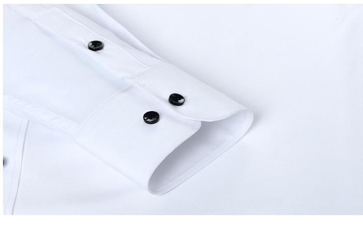 6xl New autumn and winter  elastic force non-iron men's long-sleeved business casual shirt solid color mercerized vertical shirt