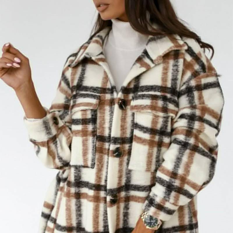 Casual Spring Plaid Long Blouse Women High Street Lantern Sleeves Shirt Pocket Button Ladies Outwear Shirts Loose 2021 Color: Auburn Size: S|M|L|XL|XXL Casual Spring Plaid Long Blouse Women High Street Lantern Sleeves Shirt Pocket Button Ladies Outwear Shirts Loose 2021 Color: Auburn Size: S|M|L|XL|XXL