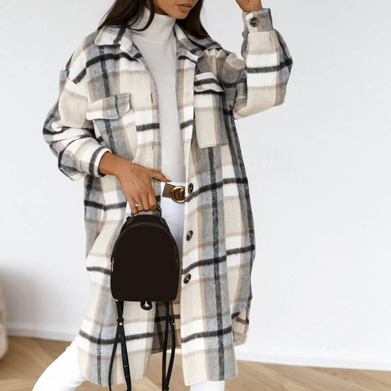 Casual Spring Plaid Long Blouse Women High Street Lantern Sleeves Shirt Pocket Button Ladies Outwear Shirts Loose 2021 Color: Gray Size: S|M|L|XL|XXL Casual Spring Plaid Long Blouse Women High Street Lantern Sleeves Shirt Pocket Button Ladies Outwear Shirts Loose 2021 Color: Gray Size: S|M|L|XL|XXL