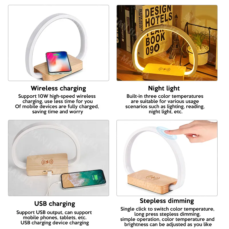 LAOPAO Bedside Lamp 10W Wireless Charger LED Table Lamp with Touch Control night light Eye-Caringfor Kids Adults Reading Light Emitting Color : wood LAOPAO Bedside Lamp 10W Wireless Charger LED Table Lamp with Touch Control night light Eye-Caringfor Kids Adults Reading Light