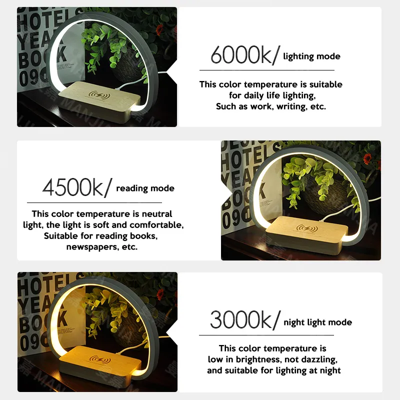 LAOPAO Bedside Lamp 10W Wireless Charger LED Table Lamp with Touch Control night light Eye-Caringfor Kids Adults Reading Light Emitting Color : wood LAOPAO Bedside Lamp 10W Wireless Charger LED Table Lamp with Touch Control night light Eye-Caringfor Kids Adults Reading Light