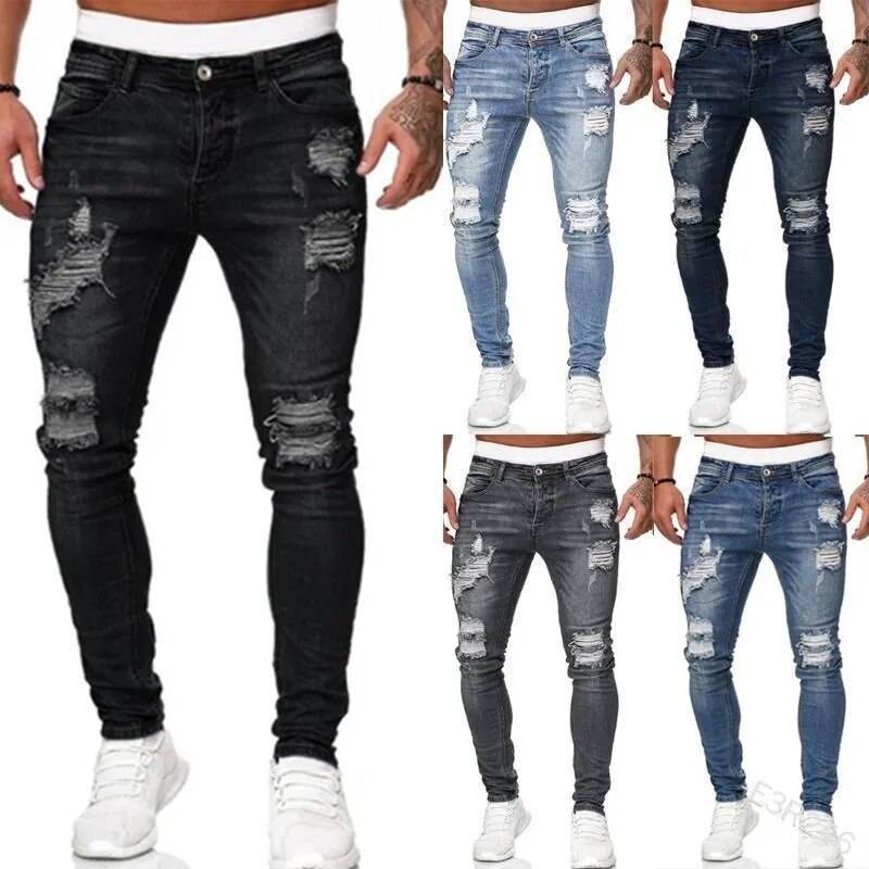 Mode Street Style zerrissene Röhrenjeans Männer Vintage Waschung solide Jeans mangueira Herren lässig Slim Fit Bleistift Jeans mangueira heißer Verkauf Mode Street Style zerrissene Röhrenjeans Männer Vintage Waschung solide Jeans mangueira Herren lässig Slim Fit Bleistift Jeans mangueira heißer Verkauf