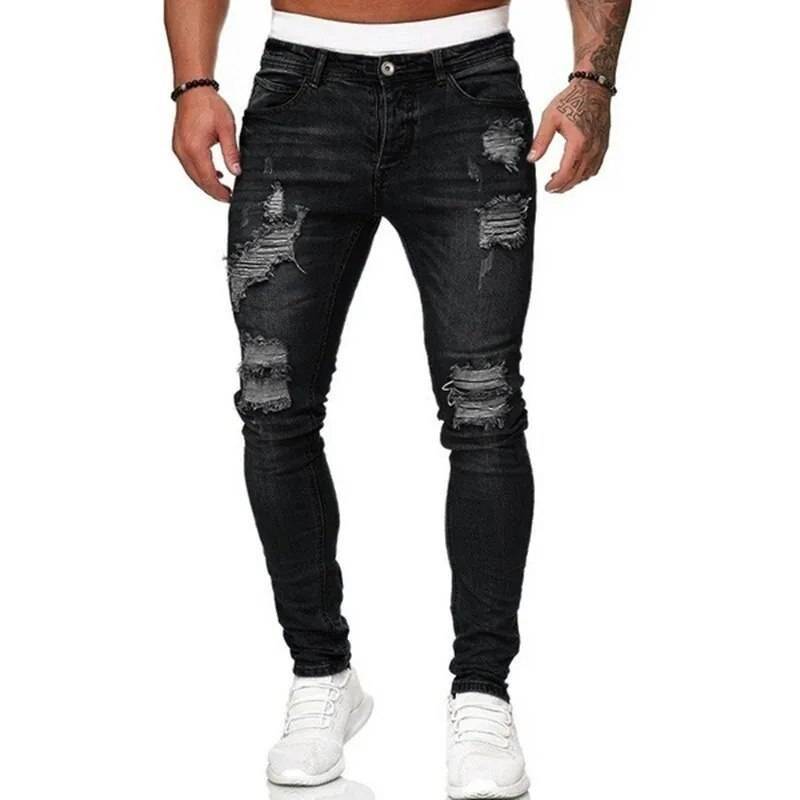 Mode Street Style zerrissene Röhrenjeans Männer Vintage Waschung solide Jeans mangueira Herren lässig Slim Fit Bleistift Jeans mangueira heißer Verkauf Mode Street Style zerrissene Röhrenjeans Männer Vintage Waschung solide Jeans mangueira Herren lässig Slim Fit Bleistift Jeans mangueira heißer Verkauf