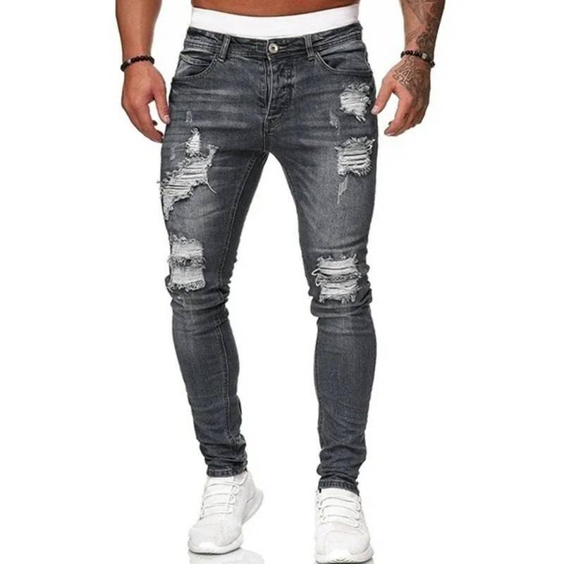 Mode Street Style zerrissene Röhrenjeans Männer Vintage Waschung solide Jeans mangueira Herren lässig Slim Fit Bleistift Jeans mangueira heißer Verkauf Mode Street Style zerrissene Röhrenjeans Männer Vintage Waschung solide Jeans mangueira Herren lässig Slim Fit Bleistift Jeans mangueira heißer Verkauf