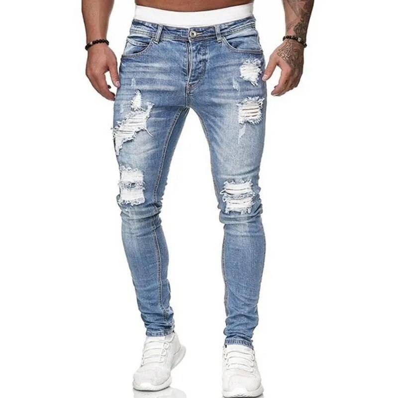 Mode Street Style zerrissene Röhrenjeans Männer Vintage Waschung solide Jeans mangueira Herren lässig Slim Fit Bleistift Jeans mangueira heißer Verkauf Mode Street Style zerrissene Röhrenjeans Männer Vintage Waschung solide Jeans mangueira Herren lässig Slim Fit Bleistift Jeans mangueira heißer Verkauf