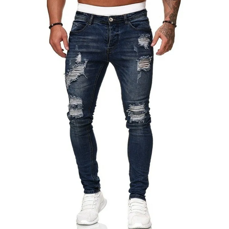 Mode Street Style zerrissene Röhrenjeans Männer Vintage Waschung solide Jeans hose Herren lässig Slim Fit Bleistift Jeans hose heißer Verkauf Farbe : Black|Blau|Light blue|GRAY Mode Street Style zerrissene Röhrenjeans Männer Vintage Waschung solide Jeans hose Herren lässig Slim Fit Bleistift Jeans hose heißer Verkauf